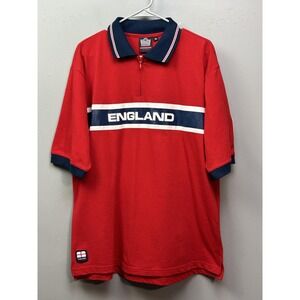 England Shirt Mens XL Red Soccer Admiral Polo England Crest Graphic Short Sleeve
